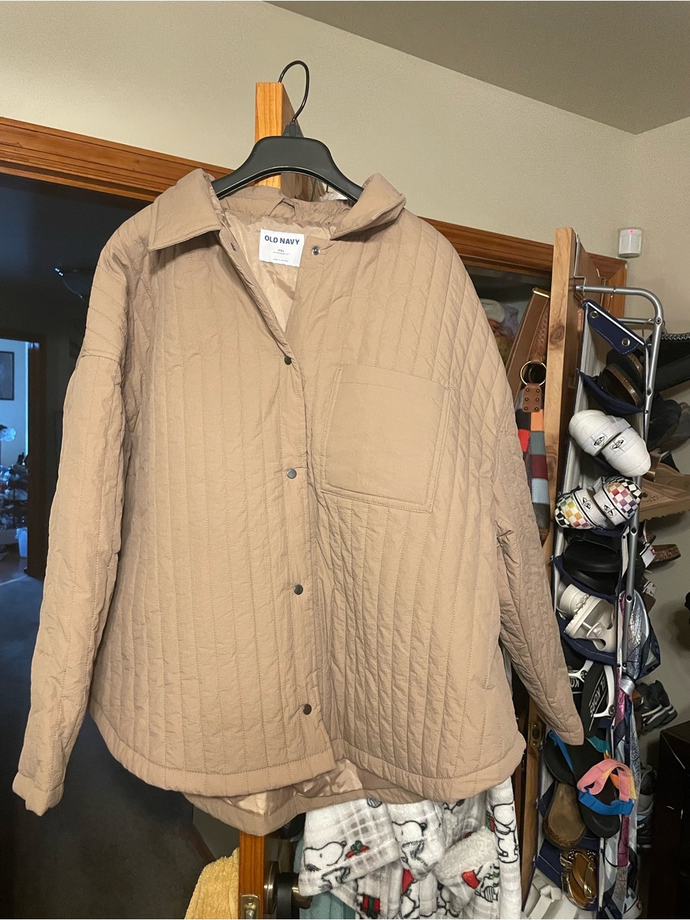 Old Navy Quilted Overshirt Jacket Tan